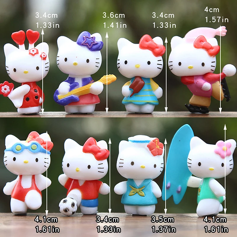 8Pcs/set Sanrio Figuren Doll Mini Sports Hello Kitty Series Action Figure Cake Decoration Model Desktop Toy Children's Gifts