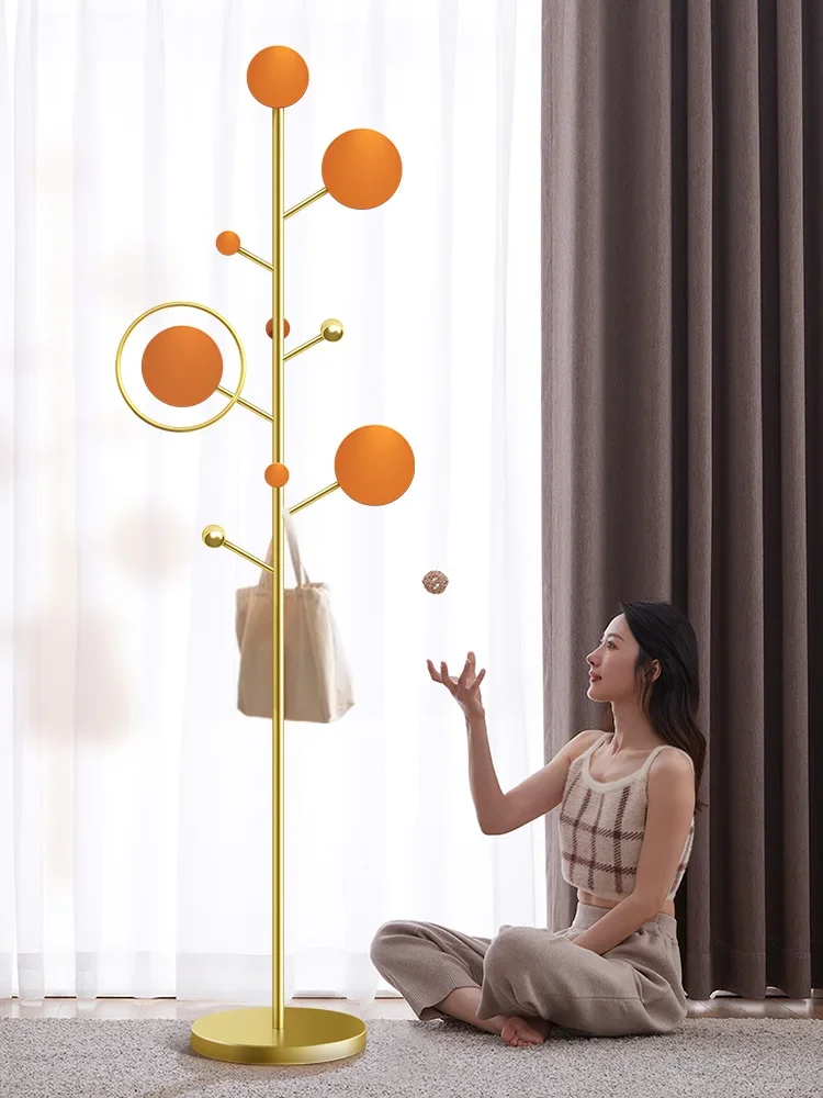 Light luxury coat rack Floor-to-ceiling bedroom hanger Household Internet celebrity clothes rack Vertical door Simple indoor