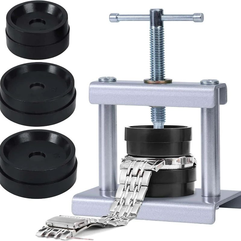 

Набор инструментов для прессования часов, набор для ремонта часов, инструмент для замены батареек, набор для замены задних крышек часов, для круглых циферблатов от 16 до 50 мм