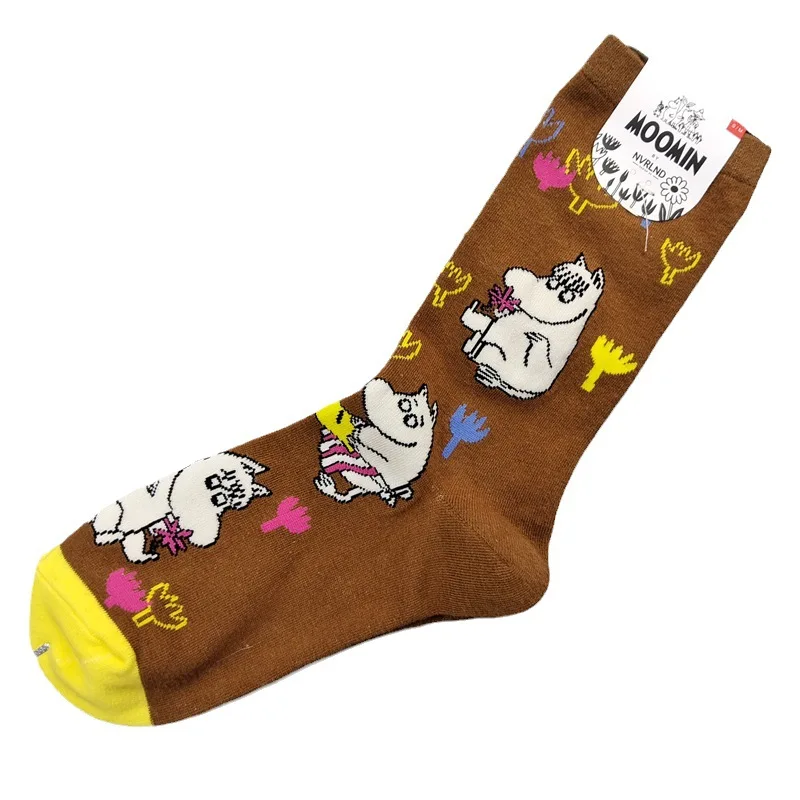 Moomin Asian American New Japanese Cotton Women's Socks Cartoon Anime Four Seasons Comfortable Socks Mid tube Trendy Socks Home