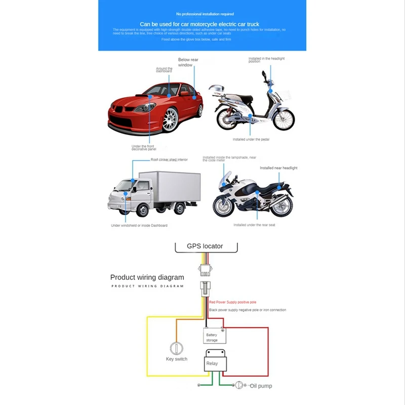 Автомобильный GPS-трекер GSM LBS Mini GPS трекер автомобиль GPS мотоцикл 9-90 в отключение топлива превышение скорости Вибрация трекер