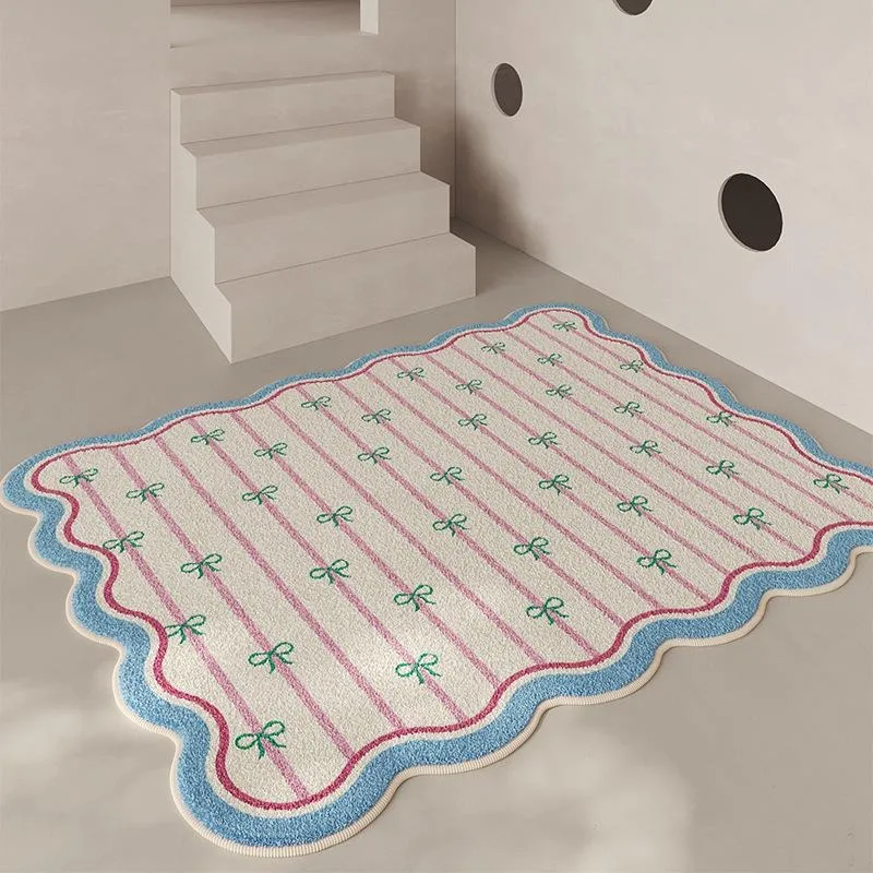 Carpet for Living Room Soft Comfortable Faux Cashmere Rug Large Size Modern Striped Bow-Shaped Floor Mat Home Decoration Carpets