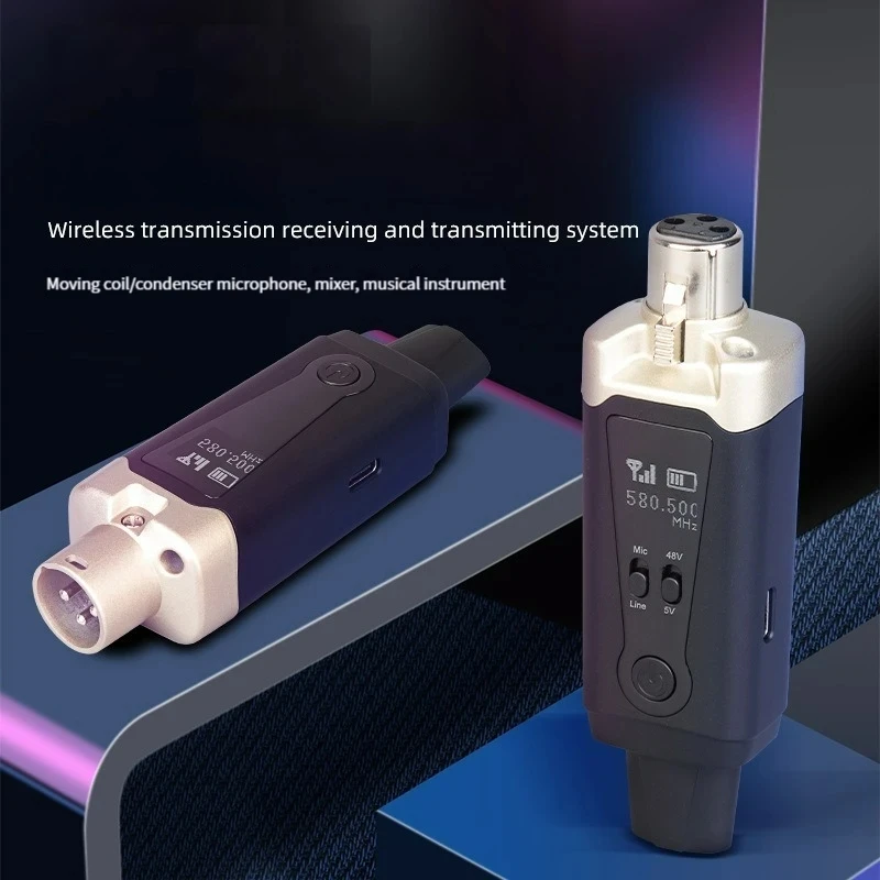 

UHF микрофонный адаптер, беспроводная микрофонная система, XLR микрофонный преобразователь, автоматический беспроводной передатчик, приемник для конденсатора