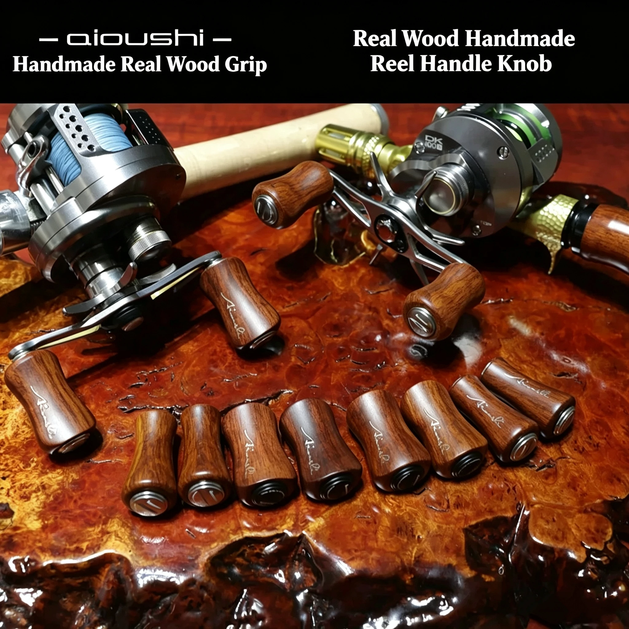 Aioushi Handmade Solid Wood Fishing Wheel Handle Precision Made Quality Assurance