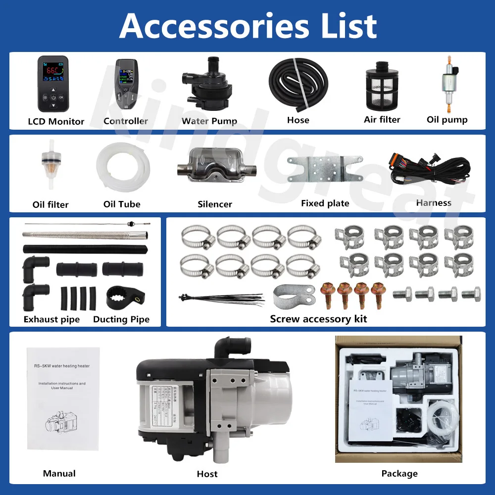 

6KW 12V Diesel Dual Mode Preheater Fuel Liquid Heater LCD Switch Parking Heating Device For Trucks Van Car