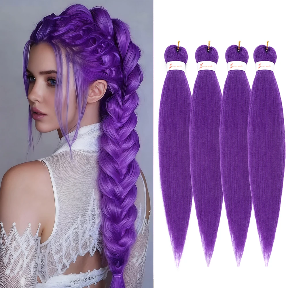 

Purple Braiding Hair Pre Stretched Synthetic Braiding hair Extensions for Braids, Purple Hair Extensions Stage Cosplay Party Hai