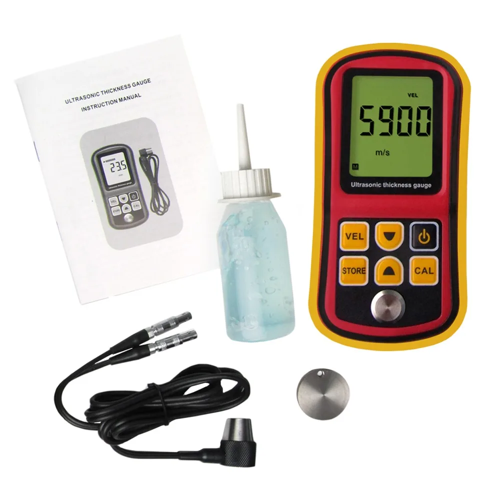 Portable Ultrasonic Thickness Meter Tester Gauge Metal and Non-Metal 1000~9999m/s Measurement