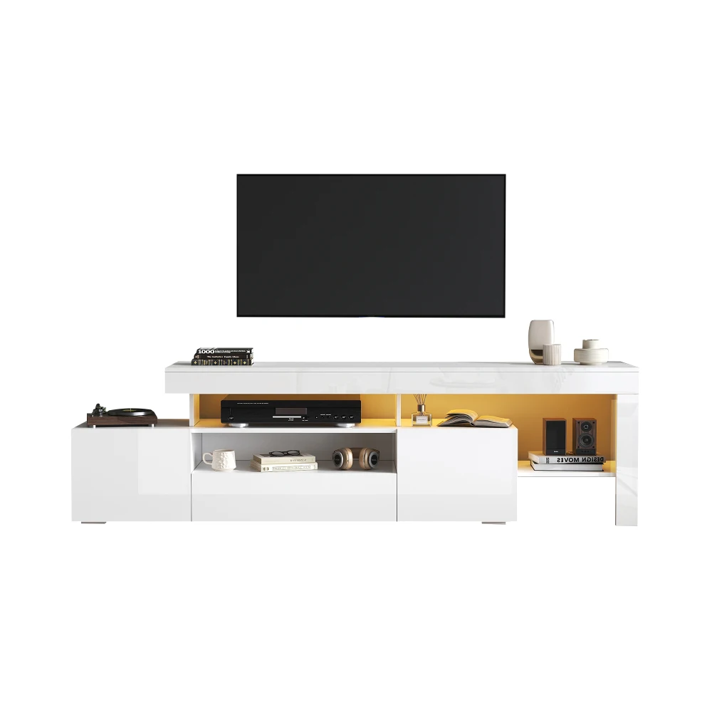 192 * 37 * 53 cm moderner Wohnzimmer-TV-Schrank mit 3 Schränken, TV-Ständer mit LED, Hochglanz-Lowboard, Kommode für 85-Zoll-Fernseher – Detail 13