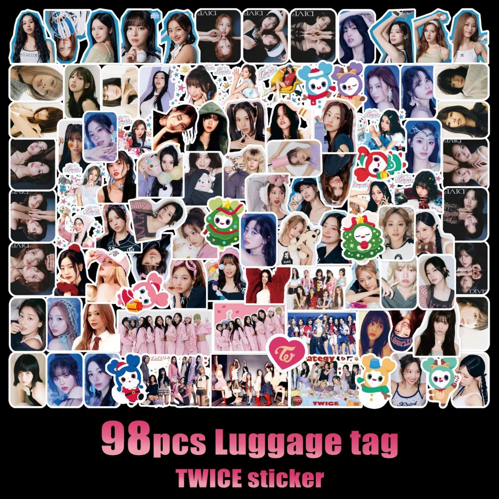 Neue 98PCS KPOP Pop Musik Gruppe Zweimal Thema Party STRATEGY Neue Album Skateboard Wasser Tasse Aufkleber Festival Geschenk