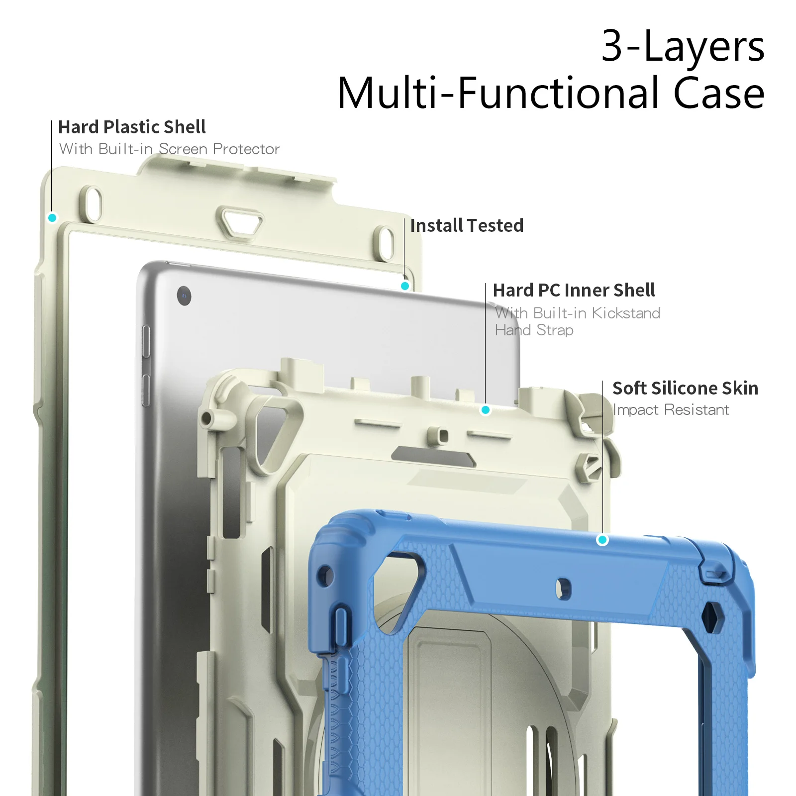Custodia da 10 pezzi per iPad Pro11 2021 2022 custodia antiurto per bambini per IPad Air 2 4 5 10.9 10th 10.2 custodia per tracolla con maniglia per cavalletto