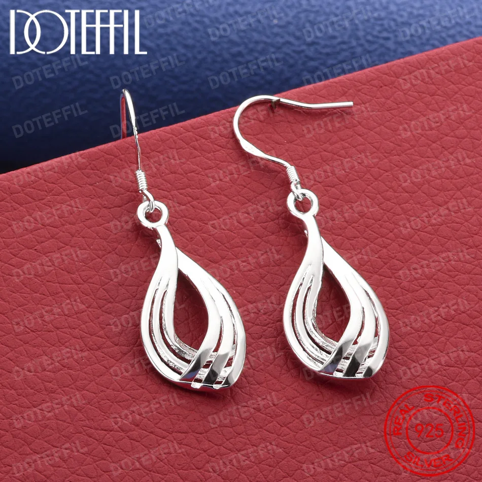 925 Sterling Silver Exquisite Multi-Layer Teardrop Hollow Out Women's Fashion Wedding Party Gift Jewelry
