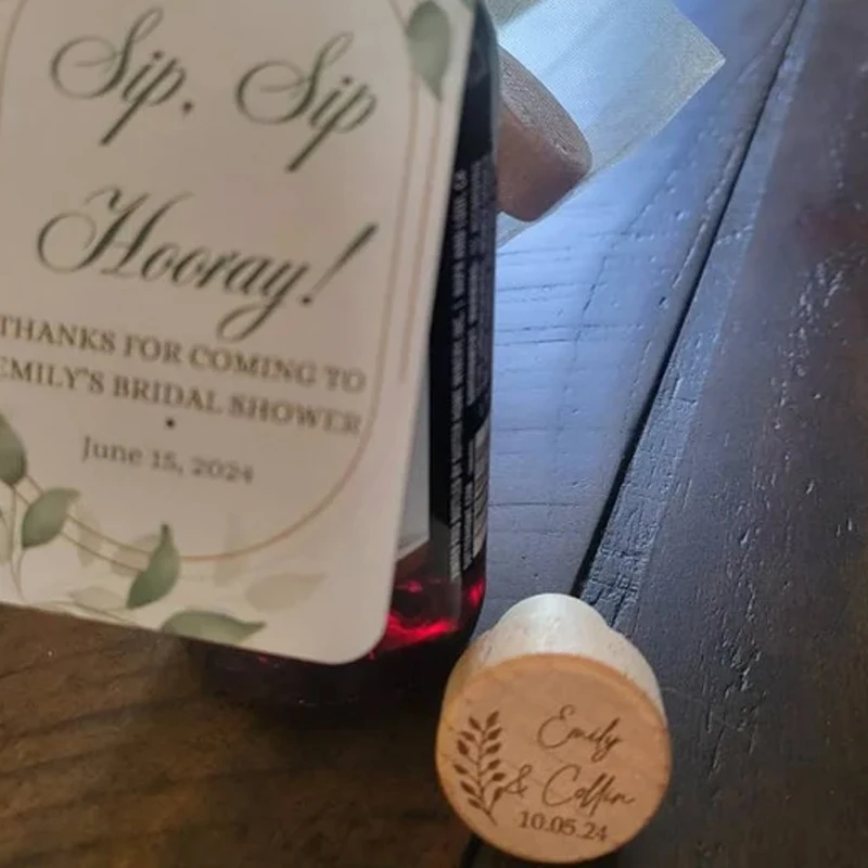 5 Stück personalisierte Weinkorken aus Holz, individuelle Weinstopper, Hochzeit, Junggesellenabschied, Dekorationen, Brautparty, Braut, Geschenke – Detail 5