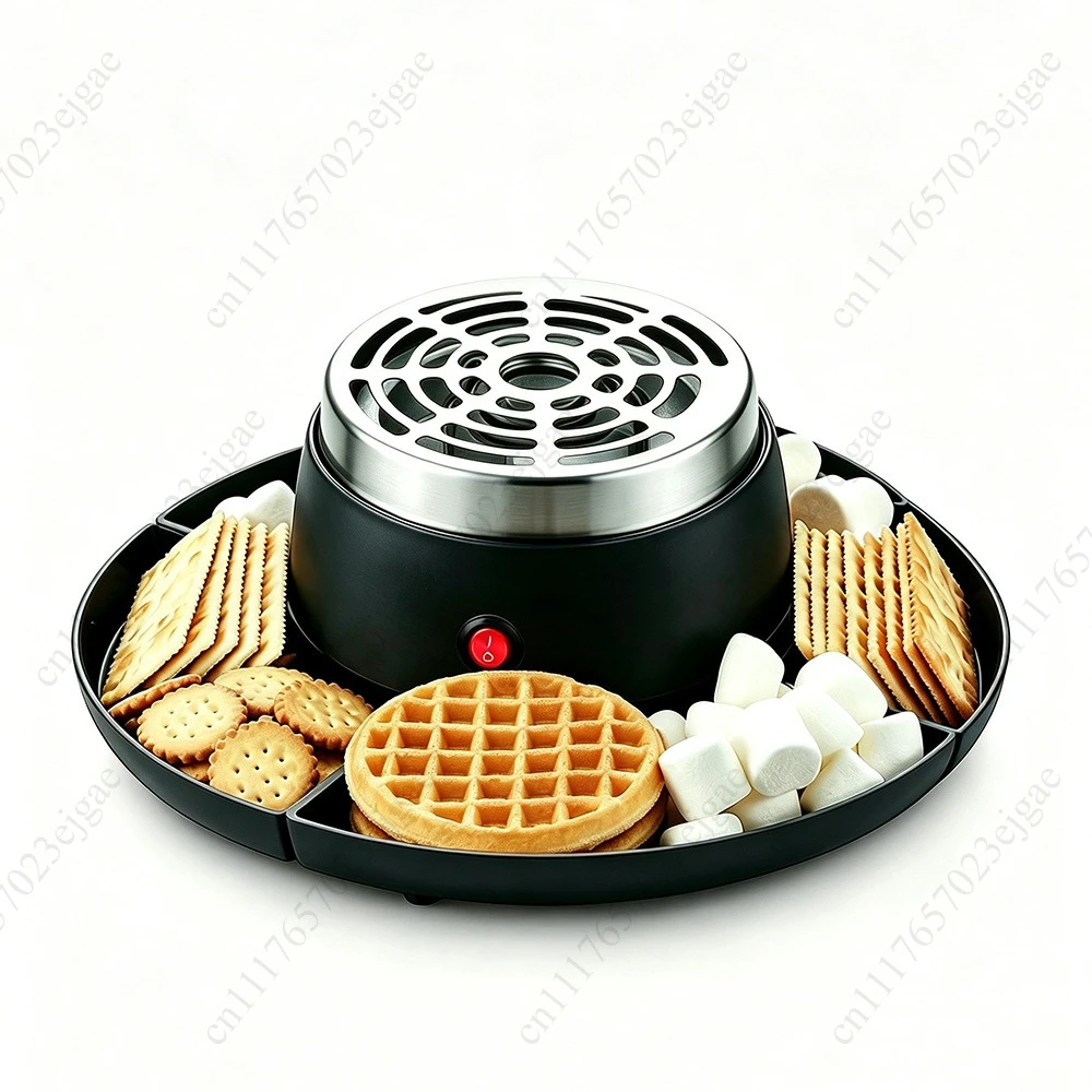 2-in-1 Electric Fondue Pot Flameless Heater Marshmallow Roasting Sticks for Grilled Fruits Marshmallows