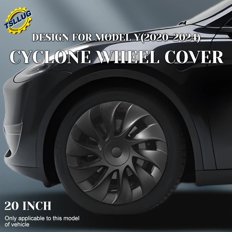 4PCS For Tesla Model Y 2020-2024 Cyclone Style Wheel Cover 20 Inch Car Replacement Automobile Hub Cap Full Rim Car Accessories