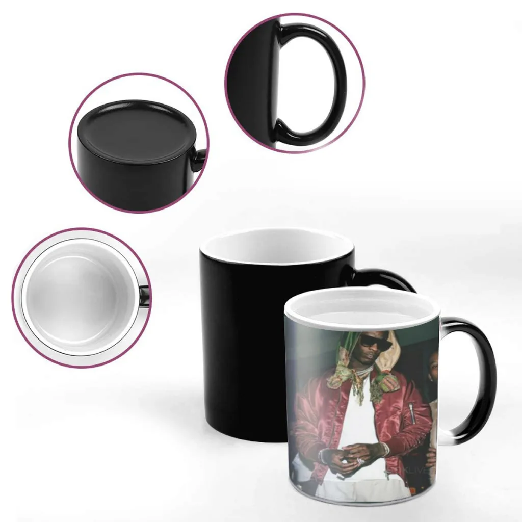 Young T-Thug Pop Hip-Hop Rap Star Classic Movie Magic Hot Cold Heat Temperature Sensitive Color-Changing Coffee Tea Milk Mug Cup