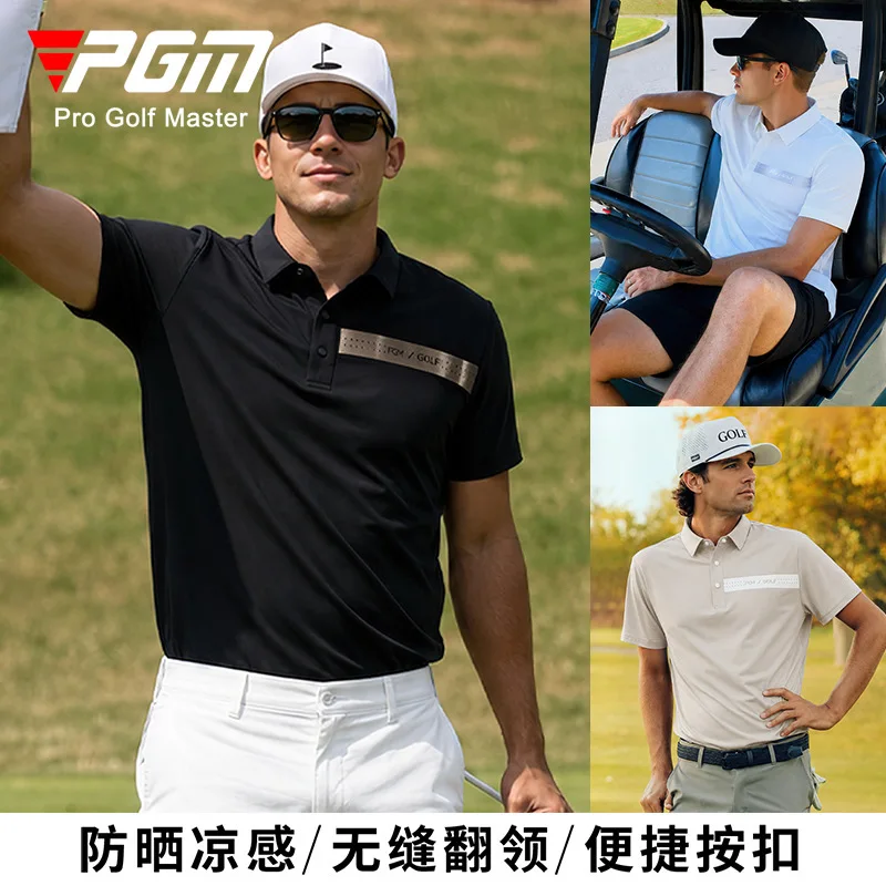 pgm-golf-clothing-men's-short-sleeve-t-shirt-summer-sunscreen-cool-lapel-clothes-top-polo-shirt