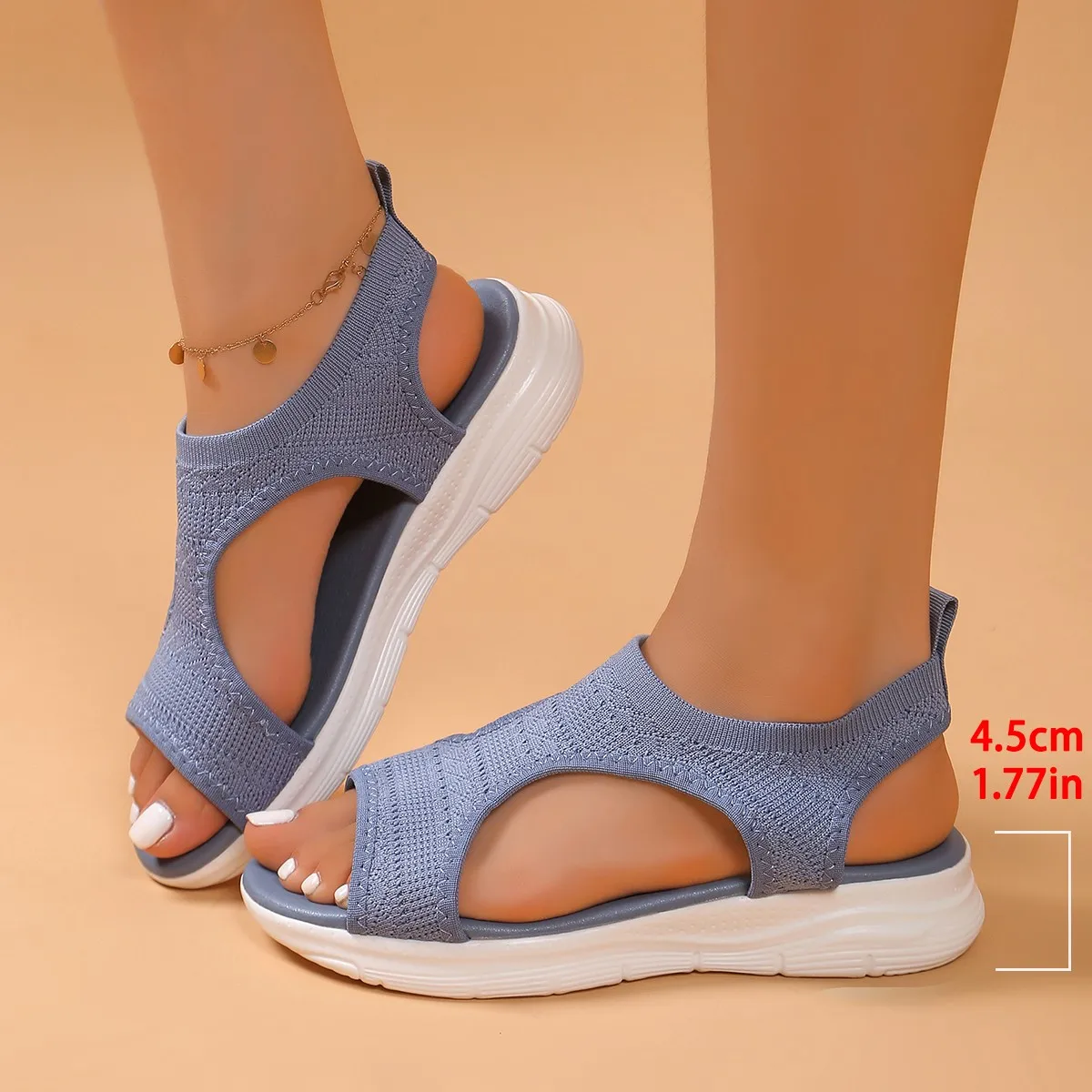 

Женские летние вязаные спортивные сандалии, повседневные слипоны, толстые многофункциональные сетчатые эластичные пляжные туфли
