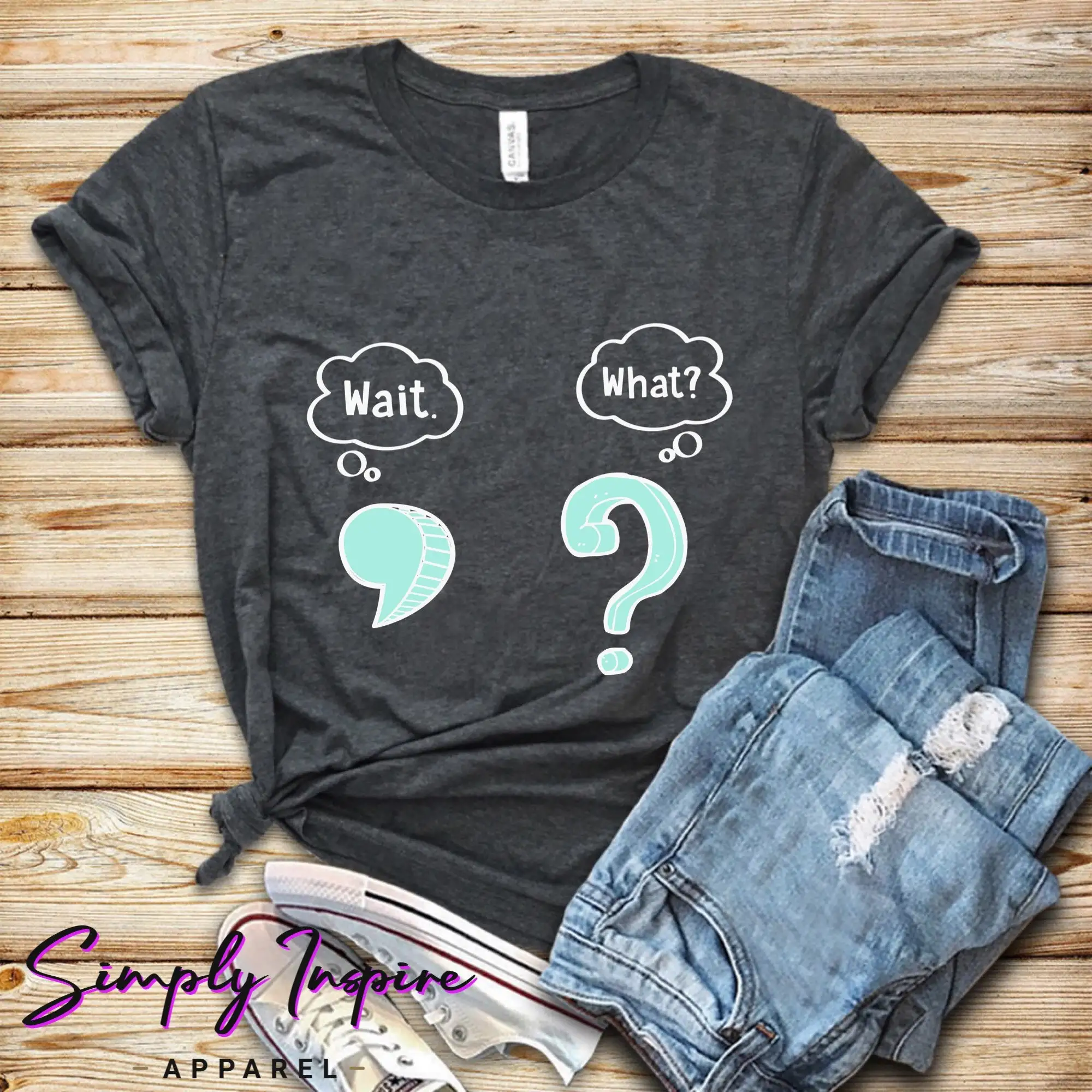 Funny Punctuation T Shirt English Teacher For Writers Blogger Wait What Language Arts