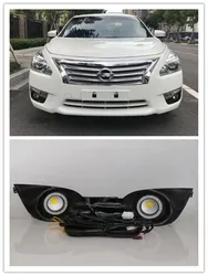 LED Fog Lights Assembly For Nissan Altima 2013  2014 2015  Front Bumper Fog lamp Replacement Angel Eye daylight accessories Kit