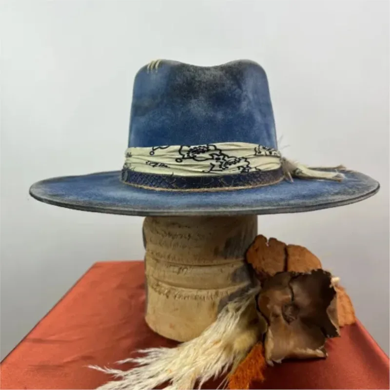 Ethnic style top hat woven pure felt outdoor fashionable