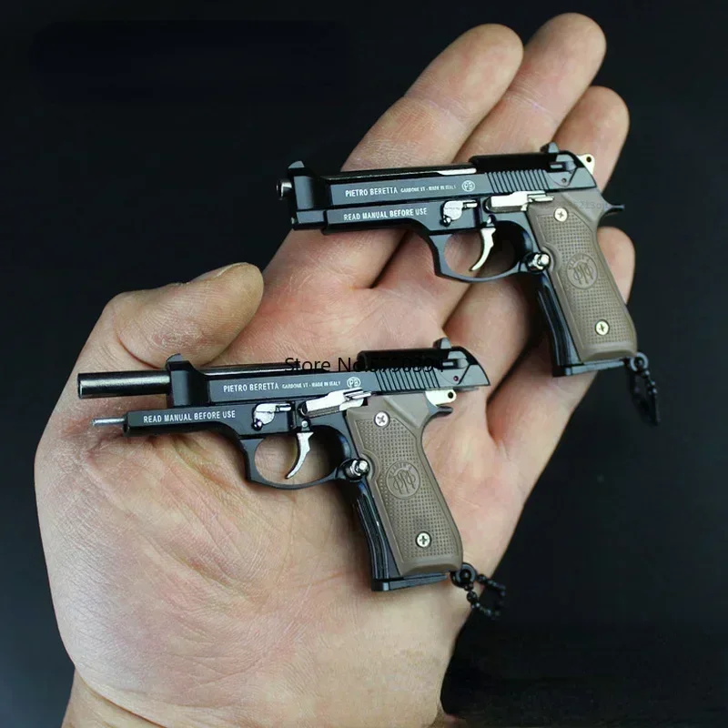 1:3 Detachable Beretta 92F Toy Gun Model Keychain Metal Alloy Pistol Miniature Craft Pendant For Boys Adult Birthday Gifts