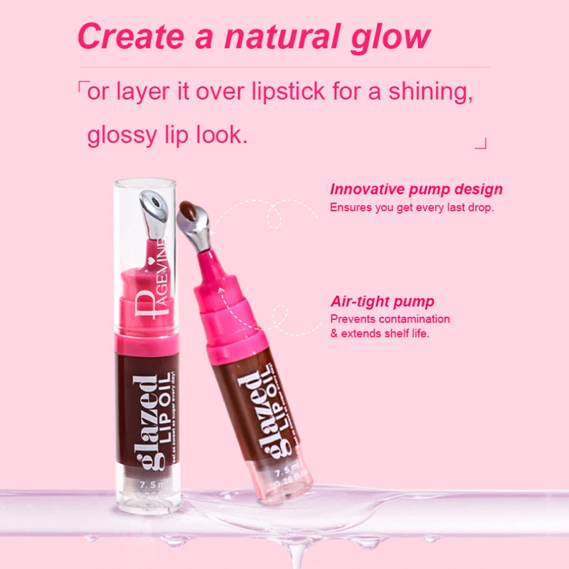 Óleo labial vitrificado com design inovador de bomba, sensação de gelo, brilho labial hidratante macio e duradouro, bálsamo labial profundamente hidratante