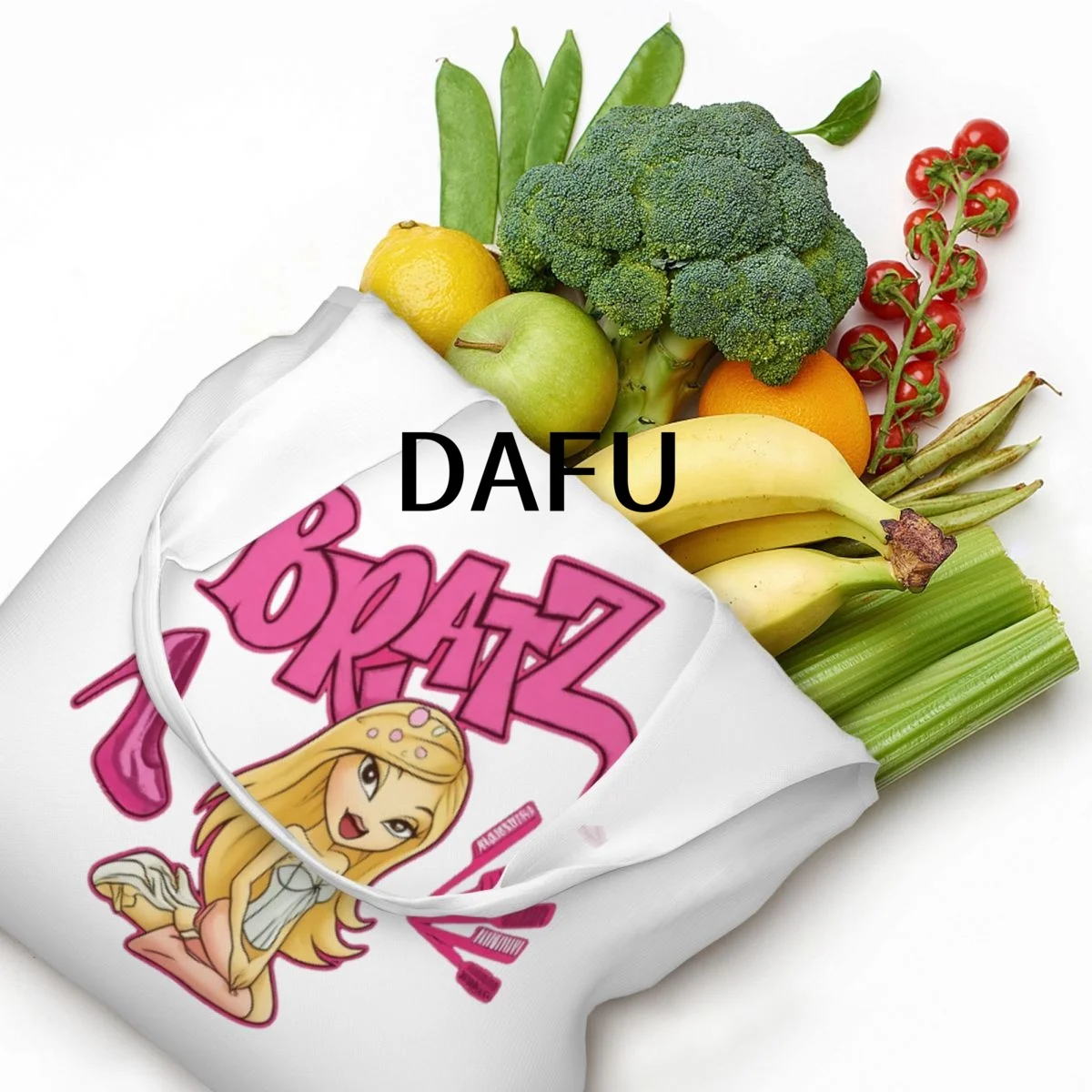 Bratz Fashion Vibes Large Capacity Canvas Tote Bag Single Shoulder Work Commute Bag For Women Eco-Friendly Shopping Bag