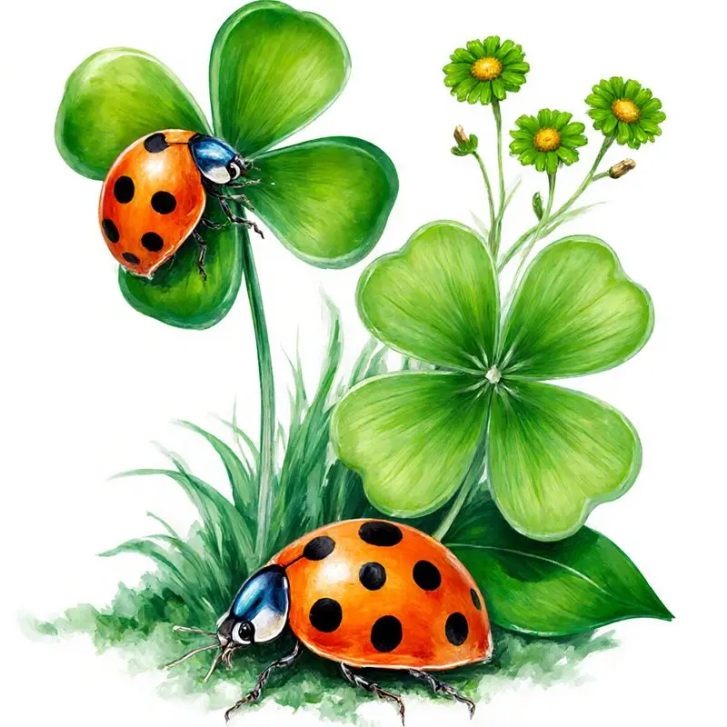 

1PC Ladybug & Clover Waterproof Vinyl Sticker, Bright Floral Decal for Car, Laptop, Helmet & Multi-Surface Decor