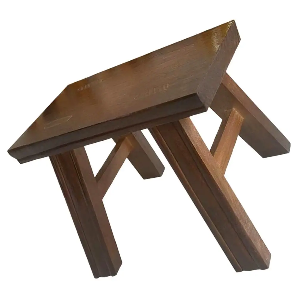 Small Bench Step Stool Light Brown Farmhouse Children Adult Wood Sturdy Versatile Use Bedroom Bathroom Footstool