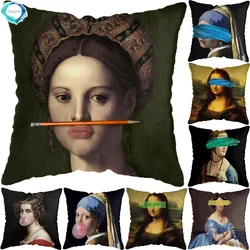 Classical European Fun Figures Painting Pillow Covers Cushion Cover Home Decoration Funny Figure Blowing Bubbles Pillow Covers