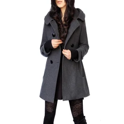 Chic cappotti e giacche invernali donna 2022 cappotti invernali di lana con cappuccio giacca a vento in lana donna doppiopetto donna 5XL Plus Size