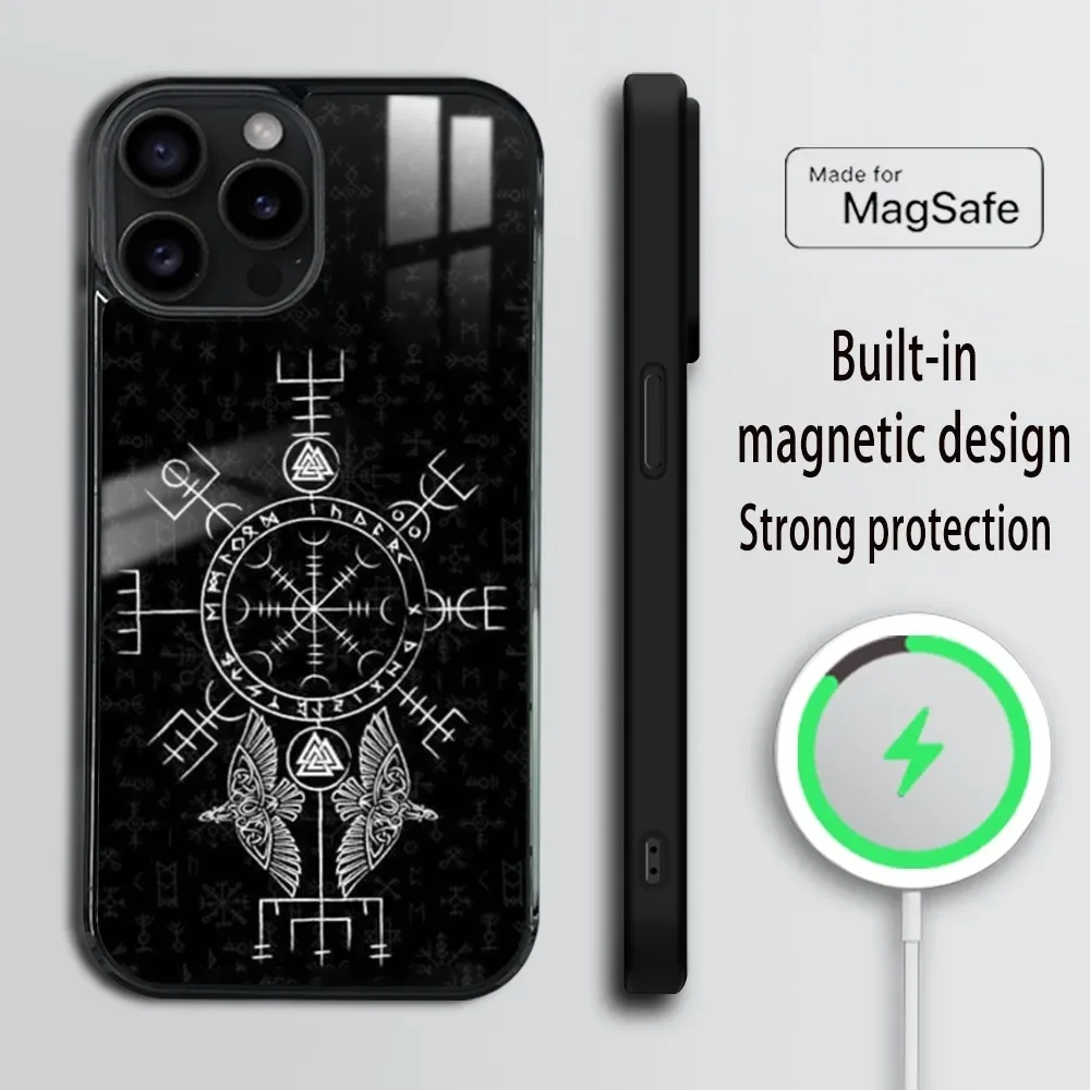 Viking vegvir Logo Phone Case For iPhone 16 15 14 13 12 11 Pro Max Plus Mini Magsafe Mirror Wireless Magnetic Cover