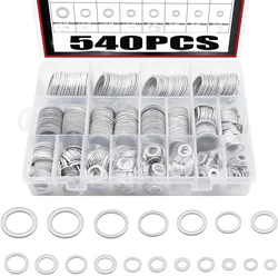 200/320/360/450/540pcs Box Set Washer Automotive Metric Oil Drain Plug Gaskets Aluminum Flat Washer Combination Fasteners Kit