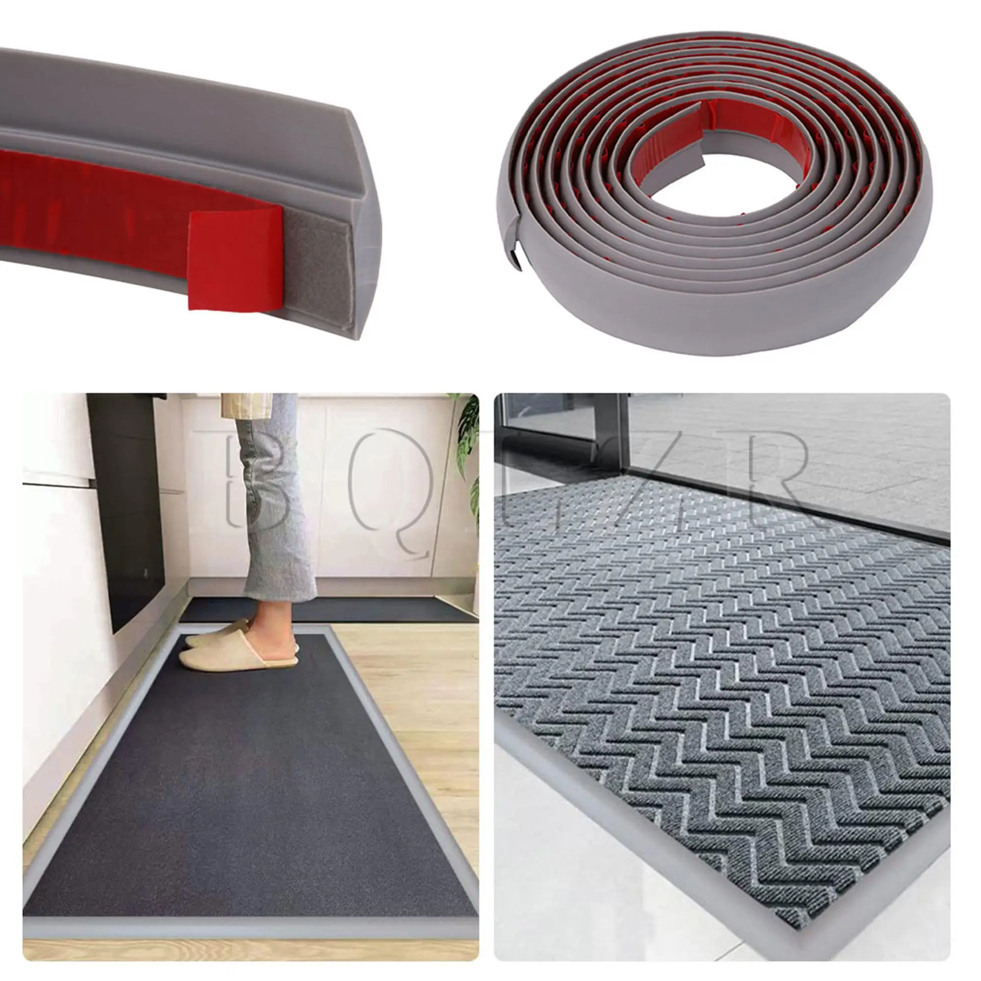 BQLZR Gray PVC Carpet Flooring Threshold Strip 9.84ft Self Adhesive for 0.11