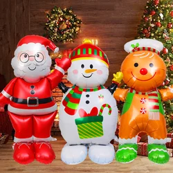 Christmas Large Standing Balloons 3D Inflatable Aluminum Foil Balloon Santa Claus Snowman Xmas Party Home Decors Supply Kid Gift