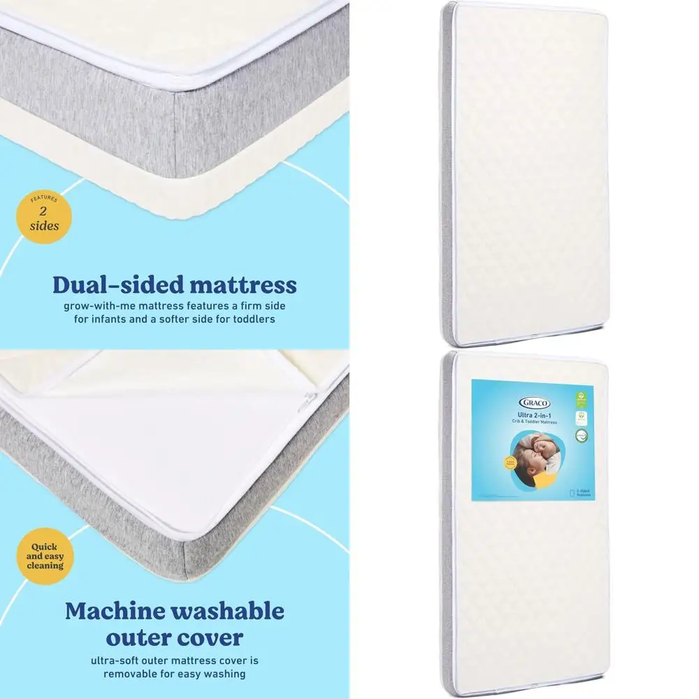 

Премиальный двусторонний матрас для детской кроватки и для малышей — сертифицирован GREENGUARD Gold, CertiPUR-US, с моющимся чехлом и водонепроницаемой поверхностью