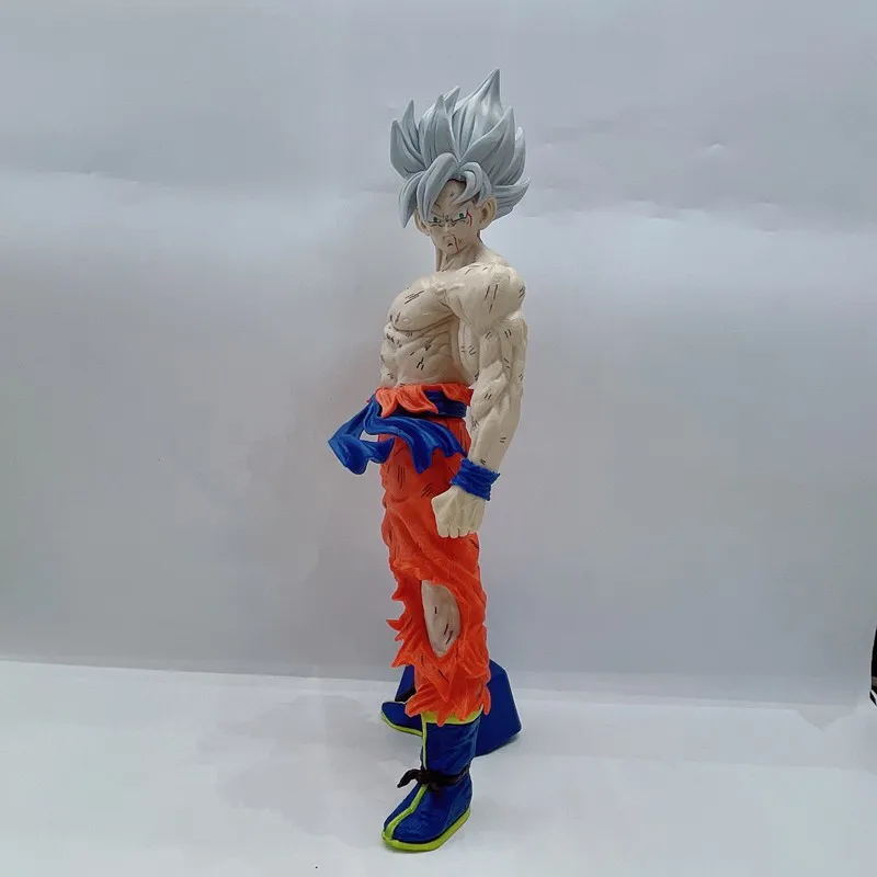 43CM Anime Dragon Ball Son Goku Battle danneggiato dipinto a tre colori modello di capelli giocattolo collezione regalo Extra Large Action Figure PVC