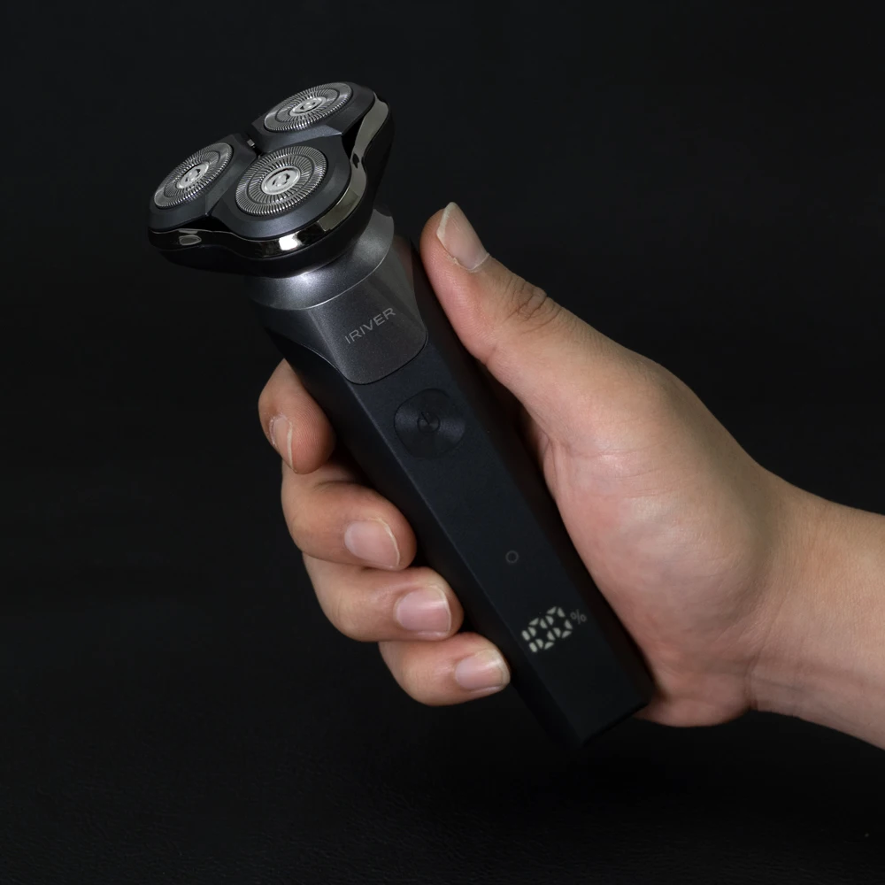 ماكينة حلاقة كهربائية Iriver Iys-100 محمولة من النوع C للشحن الجاف/الرطب برأس مغناطيسي Led لاستخدام مستوى البطارية أثناء السفر