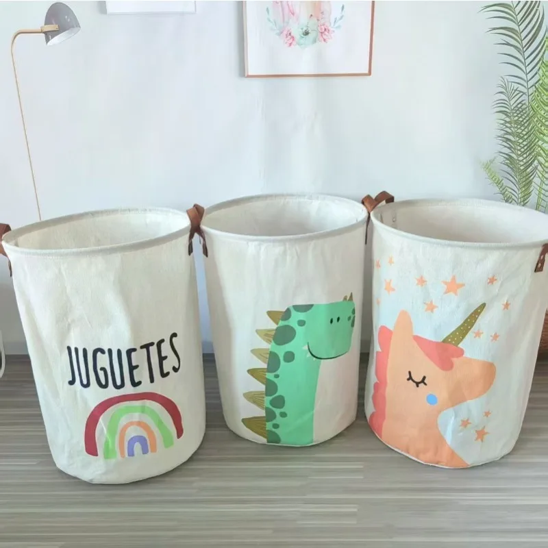 

Large Capacity Baby Items Basket Diaper Caddy Organizer Folding Cartoon Printed Dirty Clothes Bucket Toy Storage Basket