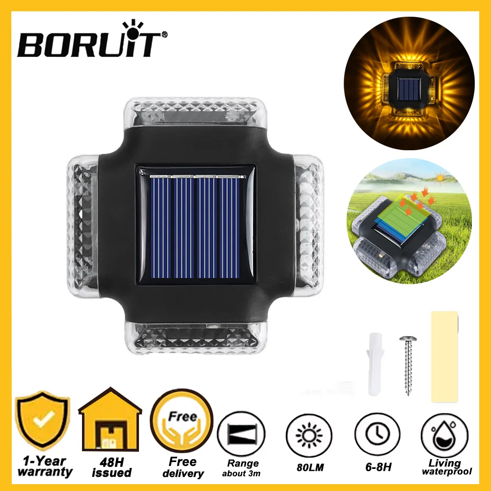 4PCS LED Fence Railing Lamp Waterproof Solar All Around Luminous Lighting For Outdoor Garden Stairs Decoration Solar Lamp