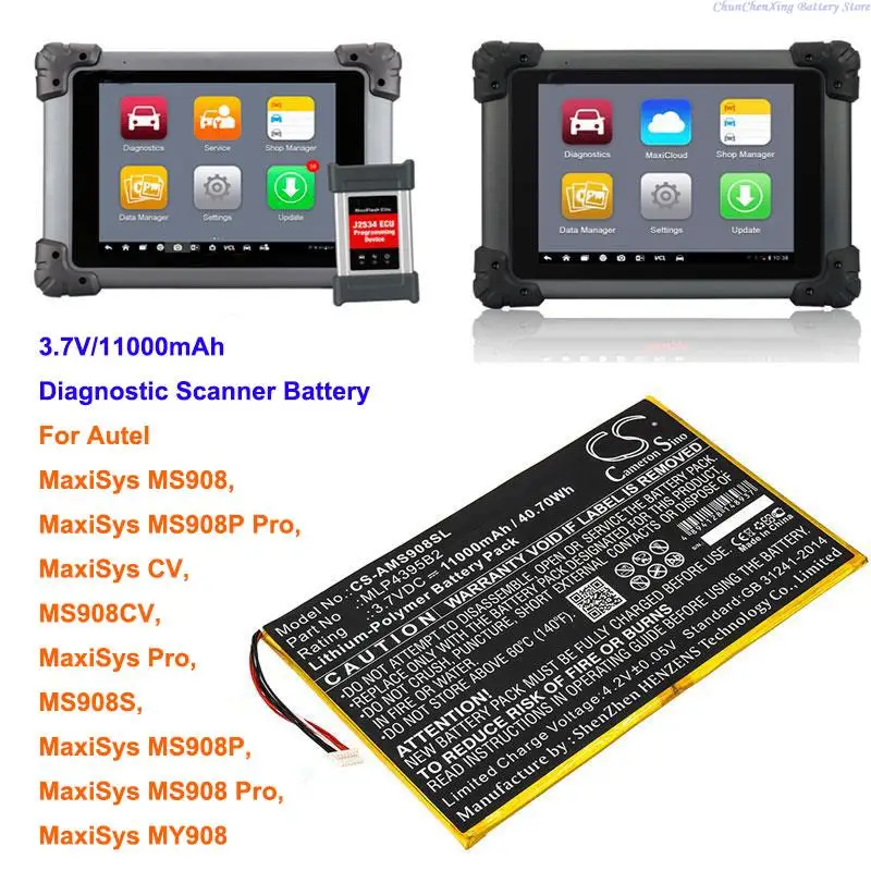 Cameron Sino 3.7V 11000mAh Diagnostic Scanner Battery for Autel MaxiSys MS908P Pro,MaxiSys CV,Pro, MS908 Pro, MY908 +TOOL