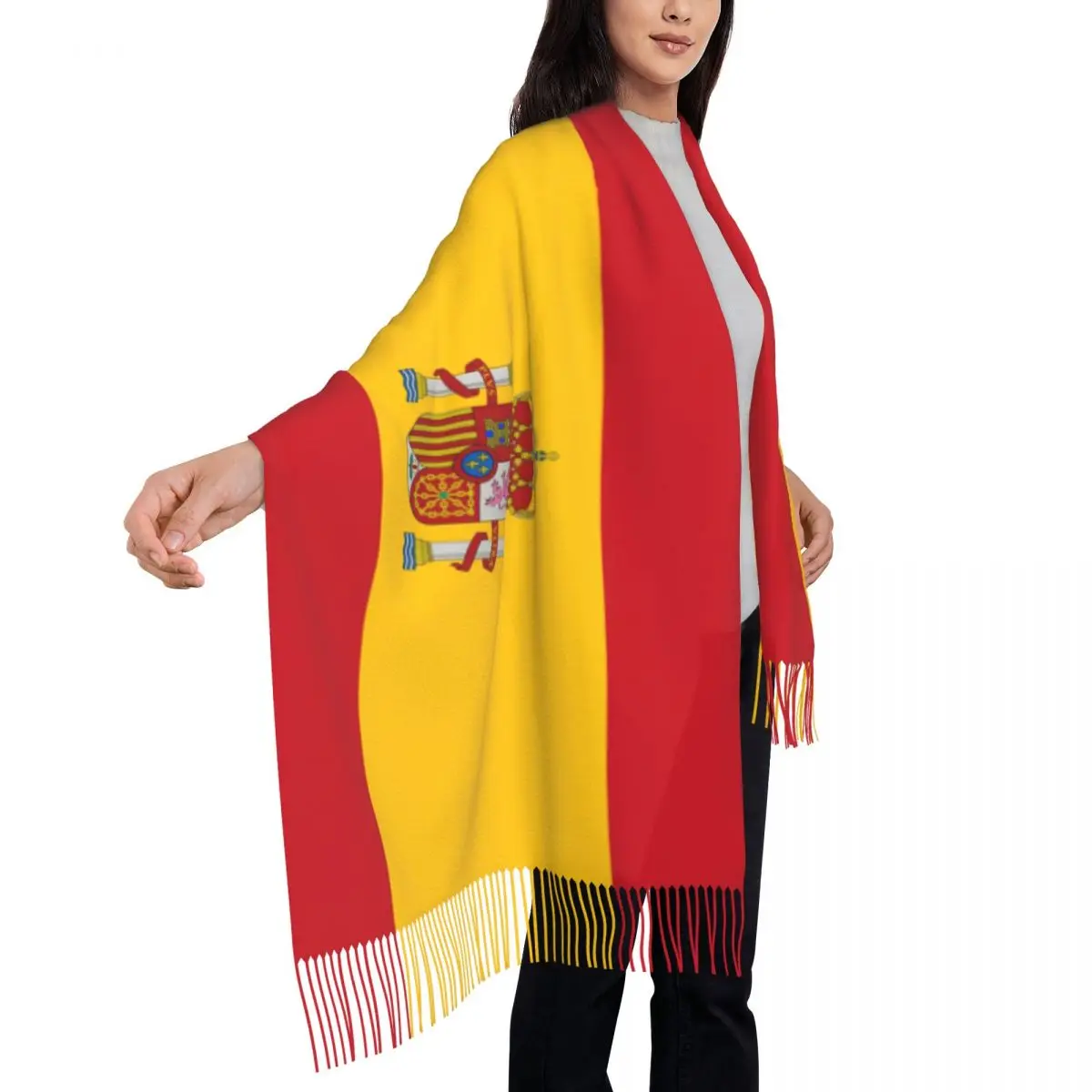 Spain Flag Bullfighter Tassel Scarf Magnificent Flag Of Spanish And Its Red And Orange Colors Shawl Wrap Female Winter Scarves