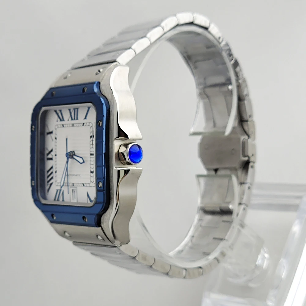 Orologi quadrati serie personalizzati senza logo, numeri romani, datteri, orologi da uomo, orologi meccanici automatici