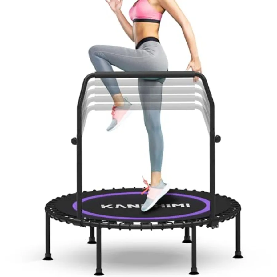

550LBS Mini Rebounder Trampoline for Adults with Bar 40/48 Adjustable Foam Handle StableQuiet Exercise Rebounder for Indoor/Out