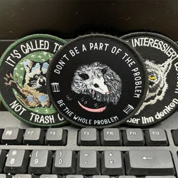 Koala Wolf Mouse Hook&Loop Patch Embroidery Tactical Backpack Patches Called Trash Can,Not Trash Cammot Morale Badge on Clothes