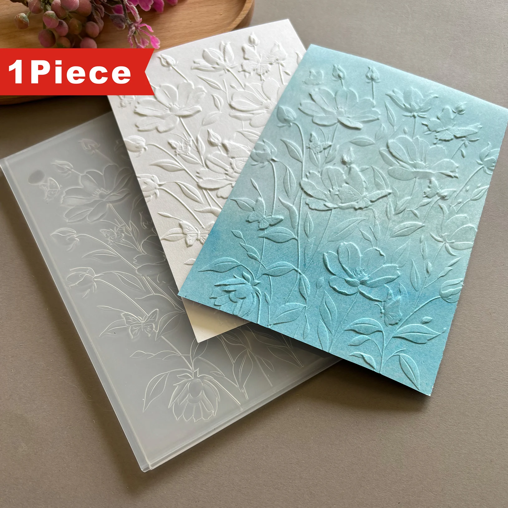 Diseña una carpeta en relieve 3D títida 'La belleza del alivio: reproducción artística de flores y la naturaleza', hecha de plástico duradero,