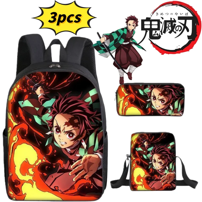 

Demon Slayer Tanjiro Kamado Nezuko Agatsuma Zen'itsu Школьная сумка Высококачественная портативная сумка через плечо с мультяшным принтом большой емкости