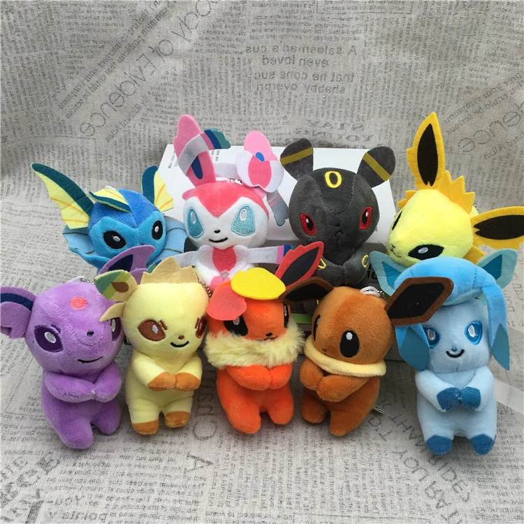 9Styles Pokemon Eevee Bag Pendant Pokemon Plush Keychain Toys Eevee Sylveon Vaporeon Leafeon Stuffed Doll Gifts