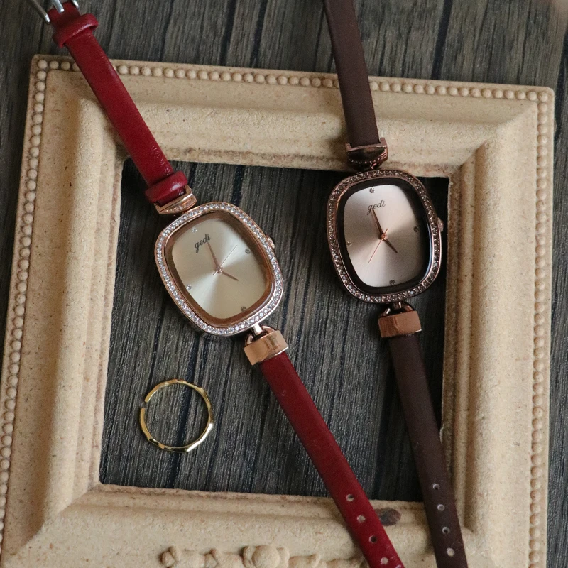 

New Women'S Leather Strap Watch, Korean Style, Retro Trendy, Unique Quartz Watch, Fashionable Quartz Wristwatch, Women'S Gift.