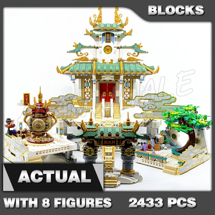 2433pcs Monkie Kid Monkey The Heavenly Realms Chiese Palace Flat Peach Cloud 86994 Building Blocks Toys Compatible With Model